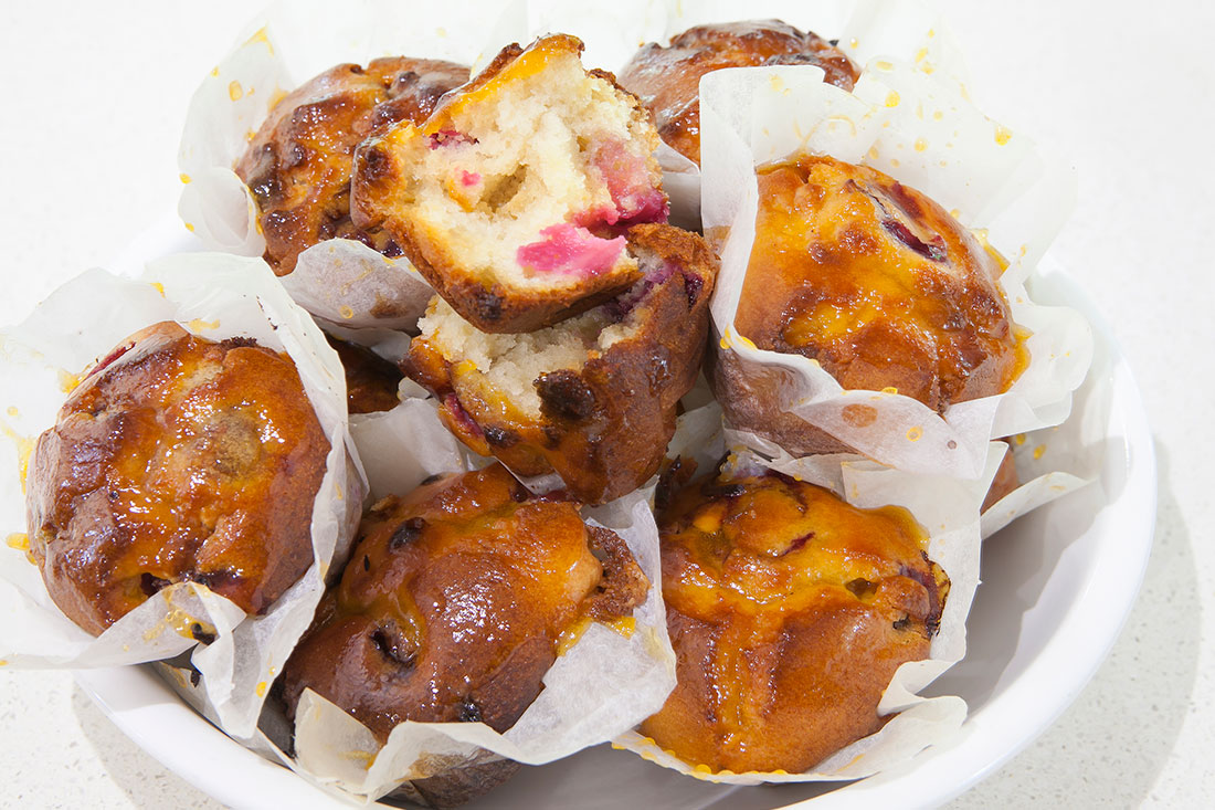 Fresh Raspberry and White Chocolate Muffins with Apricot Glaze by Matt Golinski